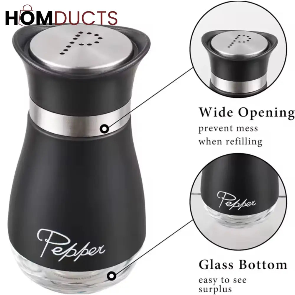 Elite Duo Ceramic Salt & Pepper Shaker Set – Black & White with Tray