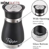 Elite Duo Ceramic Salt & Pepper Shaker Set – Black & White with Tray