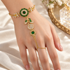 Emerald Floral Crystal Hathphool Hand Chain