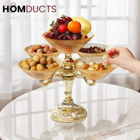 European Vintage Crystal Porcelain Bowl - 5-Petal Dessert & Fruit Display