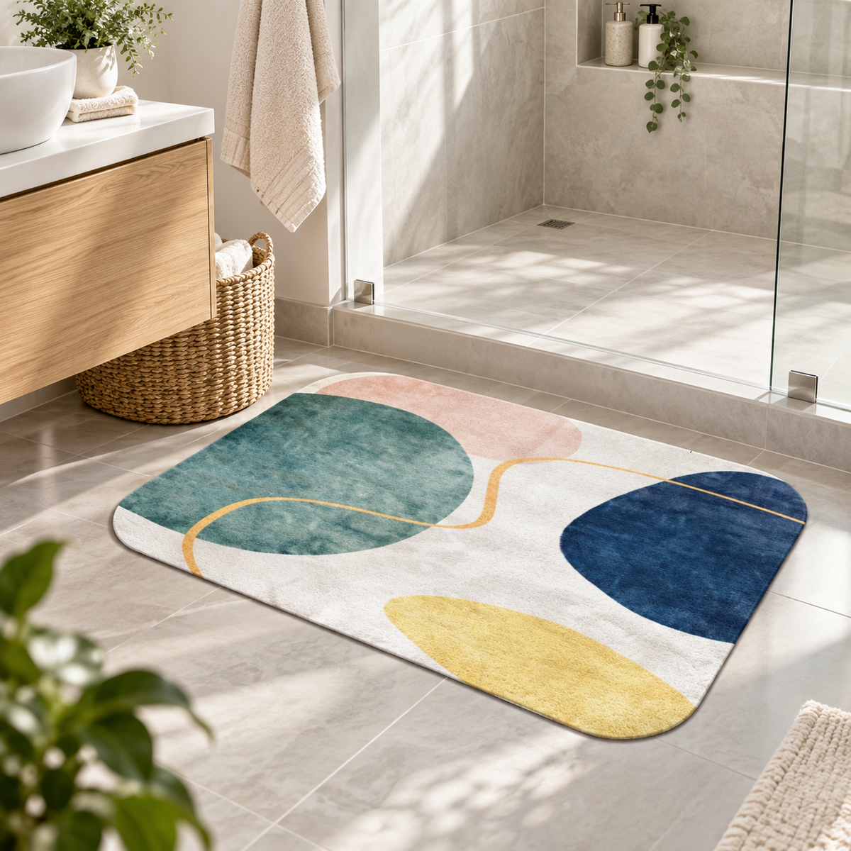 Abstract Geometric Soft Bathroom Floor Mat