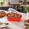 Collapsible Silicone Pizza Storage Container with Locking Lid