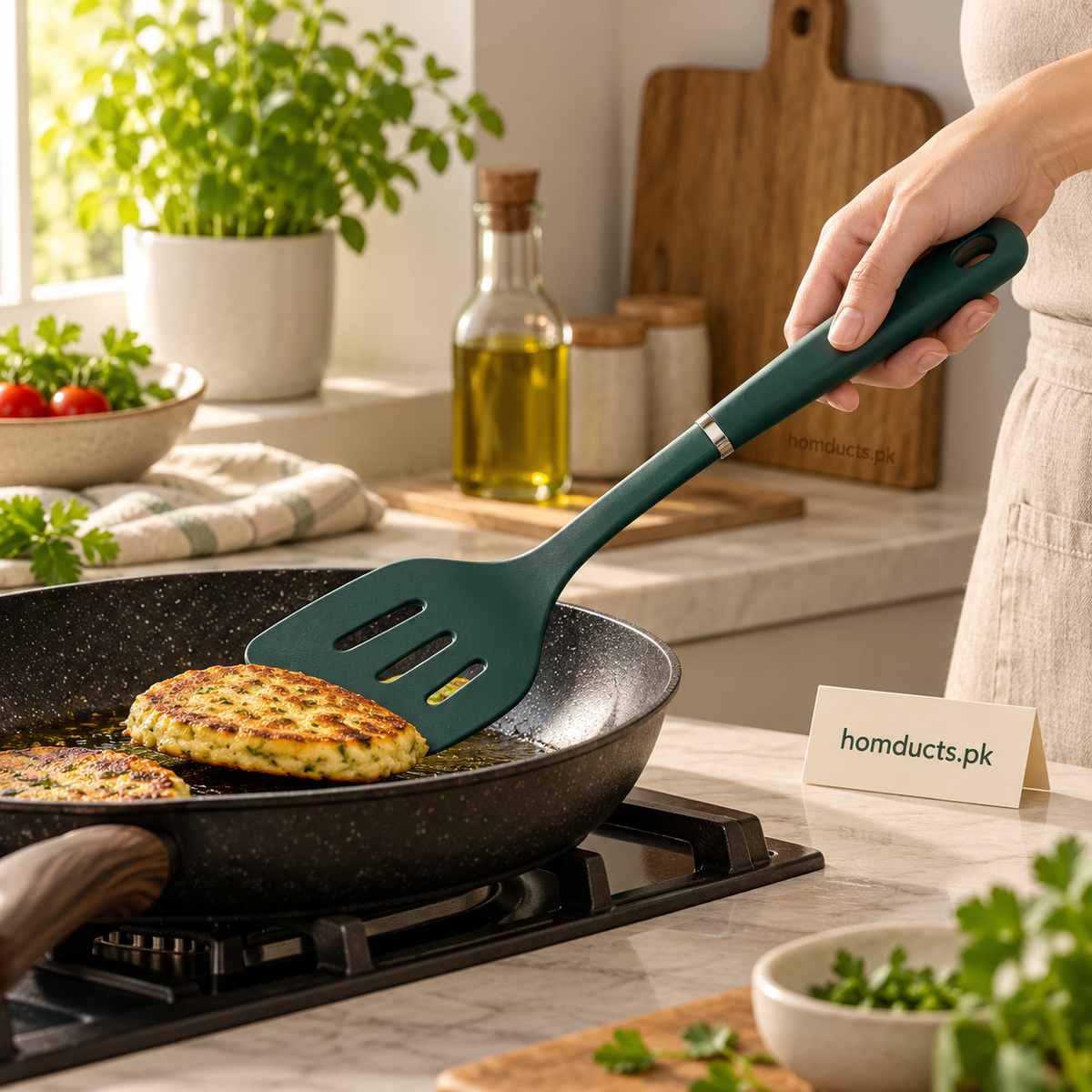 Green Slotted Turner Spatula