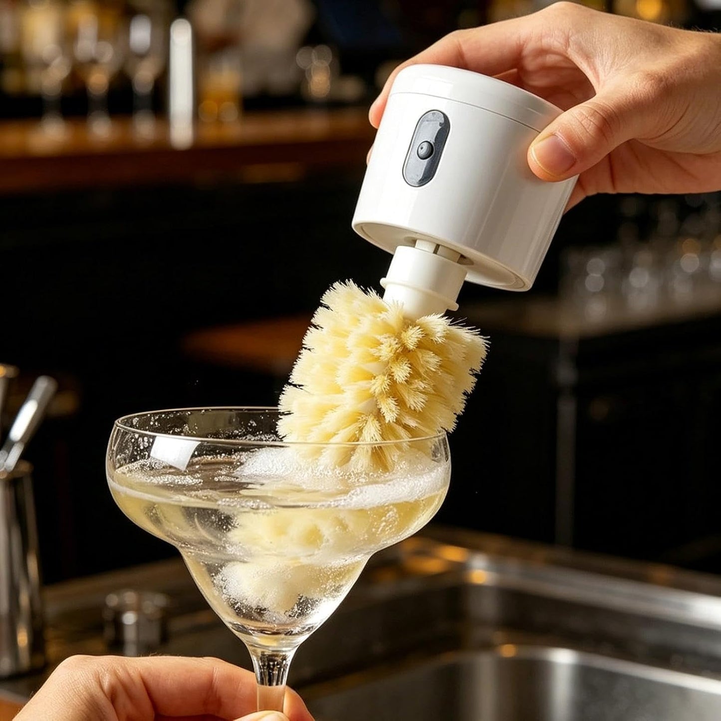 Rechargeable Electric Bottle Brush Cleaner with 2 Interchangeable Heads – 360° Rotary Cleaning Brush
