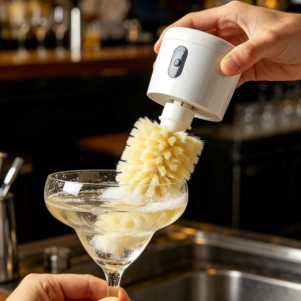 Rechargeable Electric Bottle Brush Cleaner with 2 Interchangeable Heads – 360° Rotary Cleaning Brush