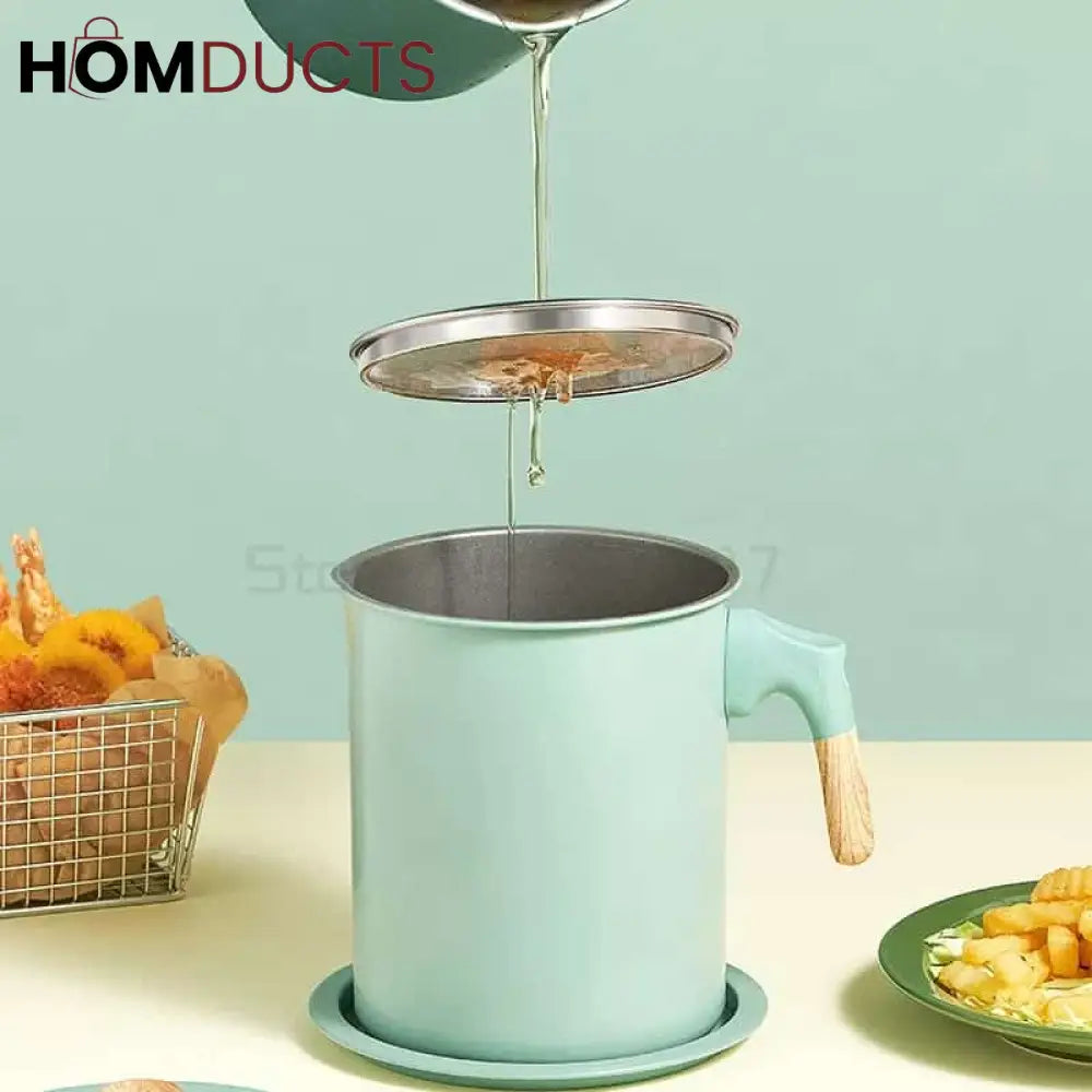 Filter Oil Pot With Wooden Handle