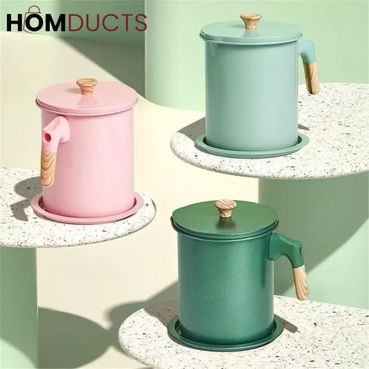 Filter Oil Pot With Wooden Handle