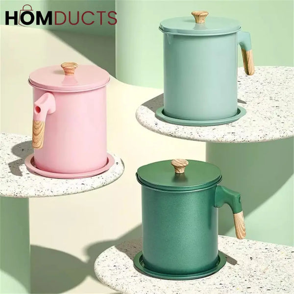 Filter Oil Pot With Wooden Handle