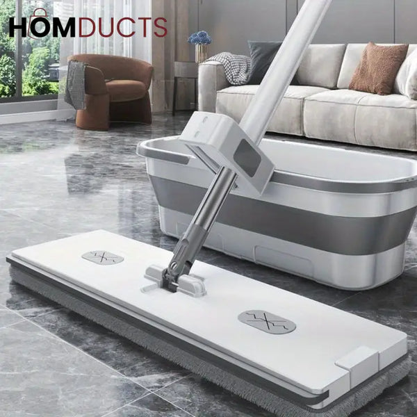 Flat Sqeeze Mop With Foldable Bucket