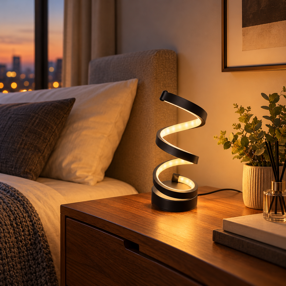 Flexible sculptural USB LED table lamp