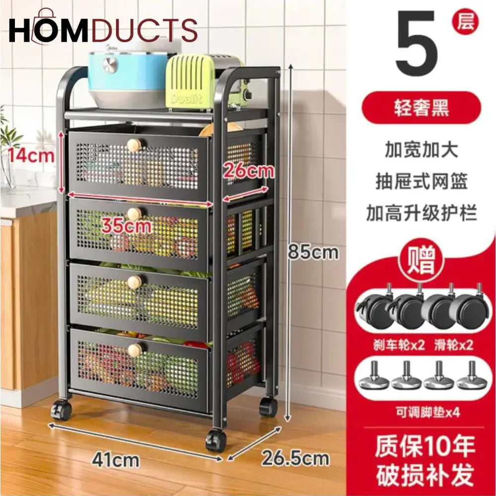 Floor Standing Multifunctional Trolly With Drawer