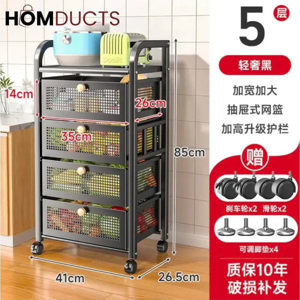 Floor Standing Multifunctional Trolly With Drawer