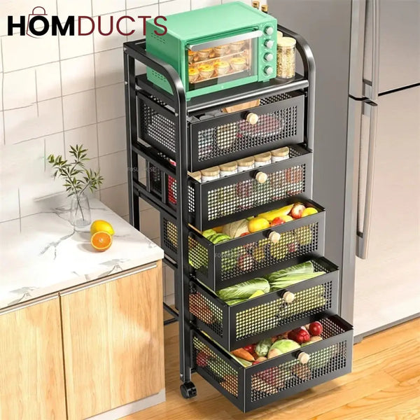Floor Standing Multifunctional Trolly With Drawer 5Layer