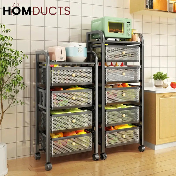 Floor Standing Multifunctional Trolly With Drawer