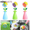 Floral Dish Brush Set with Matching Vase Holders – Decorative Kitchen Cleaning Tools