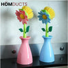 Floral Dish Brush Set with Matching Vase Holders – Decorative Kitchen Cleaning Tools