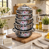 Floral Enamel Casserole Set – 5 Pieces