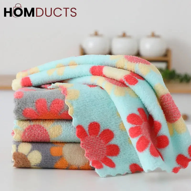 Floral Pattern Soft Cotton Face Towels – Absorbent & Quick-Dry Washcloths for Bathroom & Travel (Set of 5)