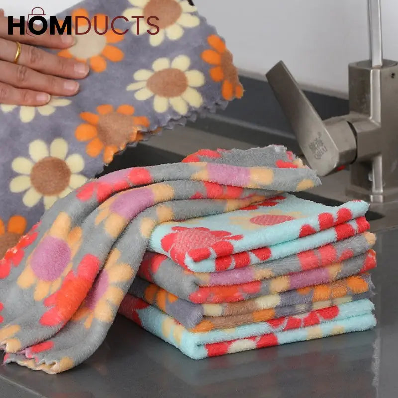 Floral Pattern Soft Cotton Face Towels – Absorbent & Quick-Dry Washcloths for Bathroom & Travel (Set of 5)