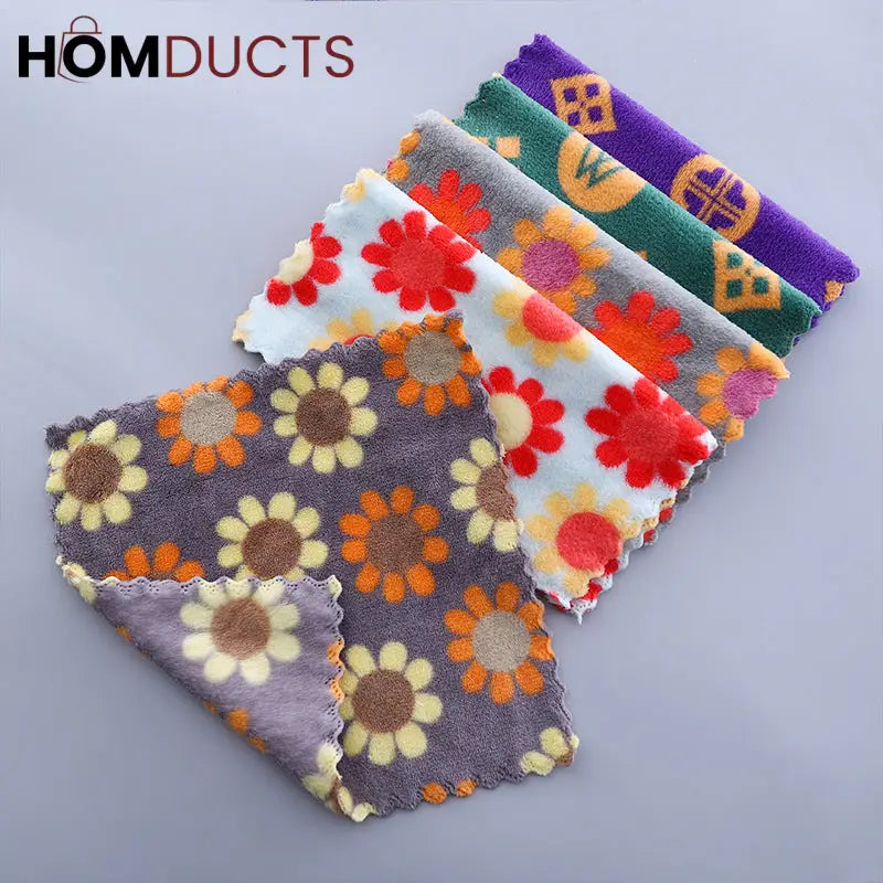 Floral Pattern Soft Cotton Face Towels – Absorbent & Quick-Dry Washcloths for Bathroom & Travel (Set of 5)