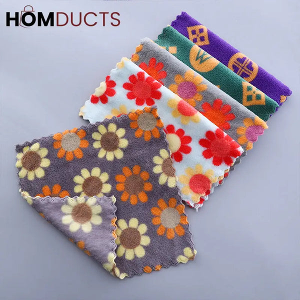 Floral Pattern Soft Cotton Face Towels – Absorbent & Quick-Dry Washcloths for Bathroom & Travel (Set of 5)