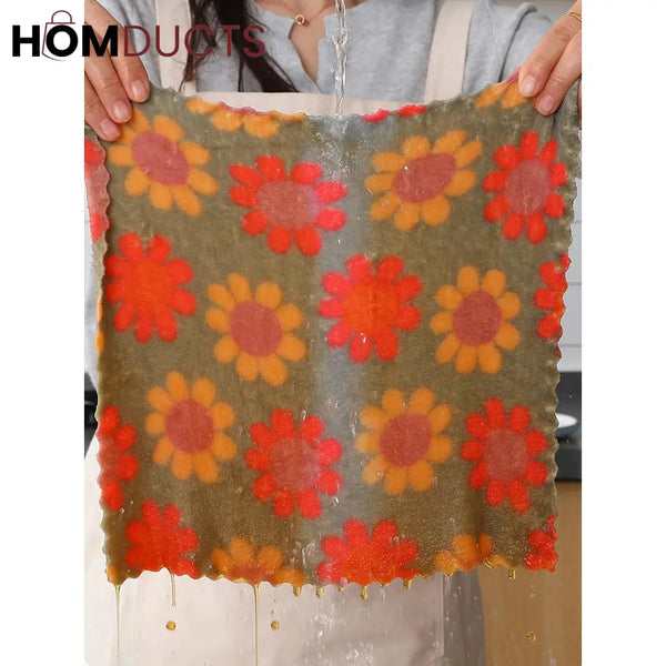 Floral Pattern Soft Cotton Face Towels – Absorbent & Quick-Dry Washcloths for Bathroom & Travel (Set of 5)