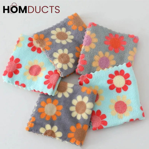 Floral Pattern Soft Cotton Face Towels – Absorbent & Quick-Dry Washcloths for Bathroom & Travel (Set of 5)