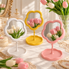 Flower-shaped tabletop vanity mirrors in white yellow and pink