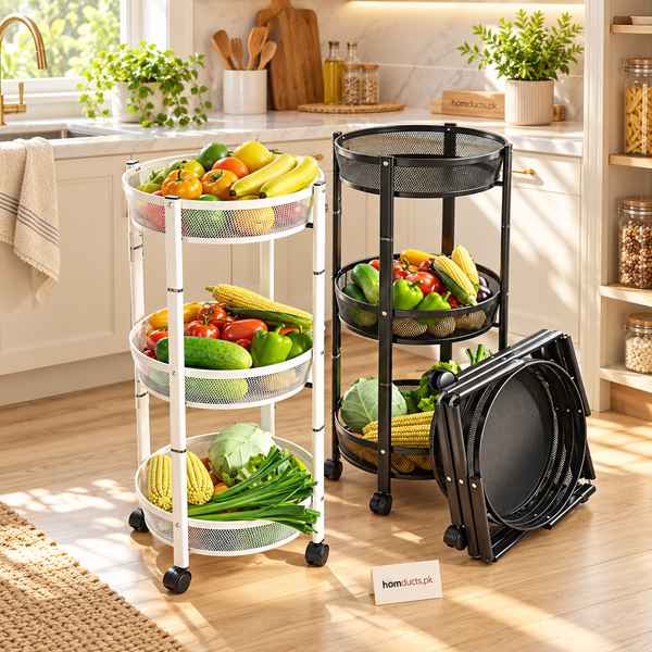 Foldable 3-Layer Iron Trolley | Homducts.pk