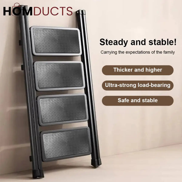 Foldable 4-Step Aluminum Ladder with Anti-Slip Wide Steps – Compact & Space-Saving Design for Home & Office Use