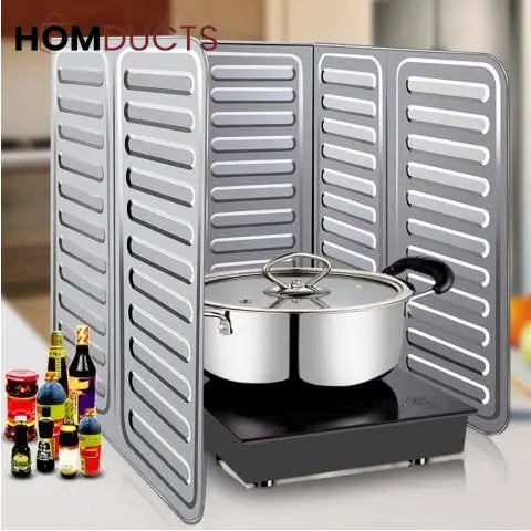 Foldable Aluminum Stove Splatter Guard – Oil Splash Shield for Cooking Frying & Kitchen Heat Insulation