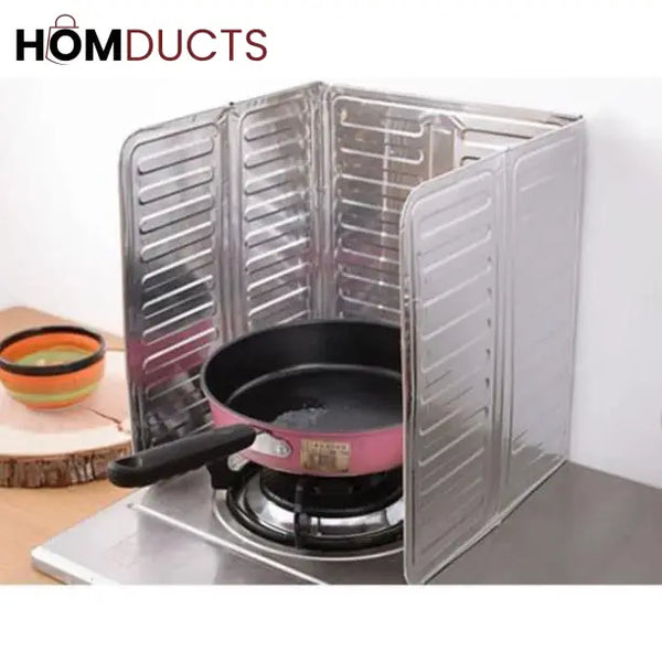 Foldable Aluminum Stove Splatter Guard – Oil Splash Shield for Cooking Frying & Kitchen Heat Insulation