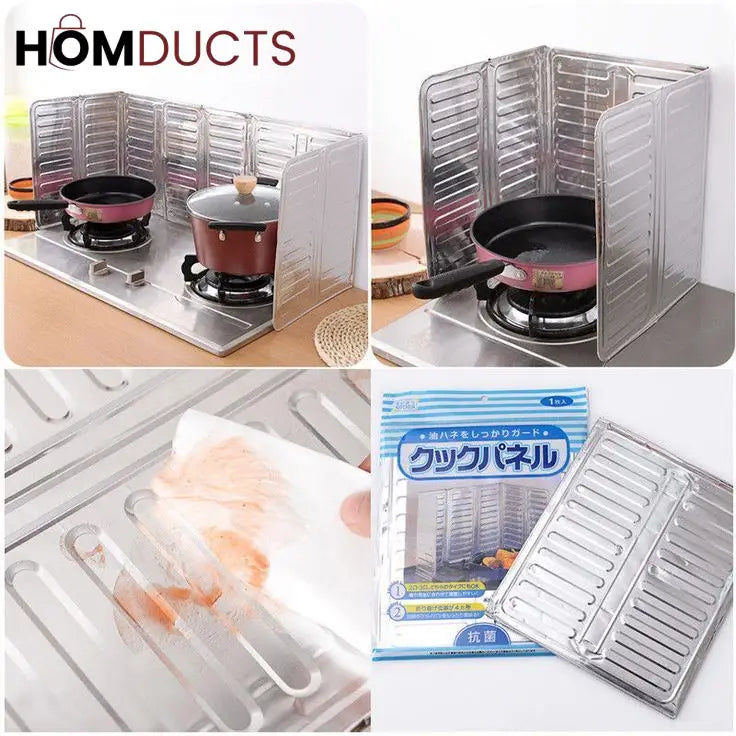 Foldable Aluminum Stove Splatter Guard – Oil Splash Shield for Cooking Frying & Kitchen Heat Insulation