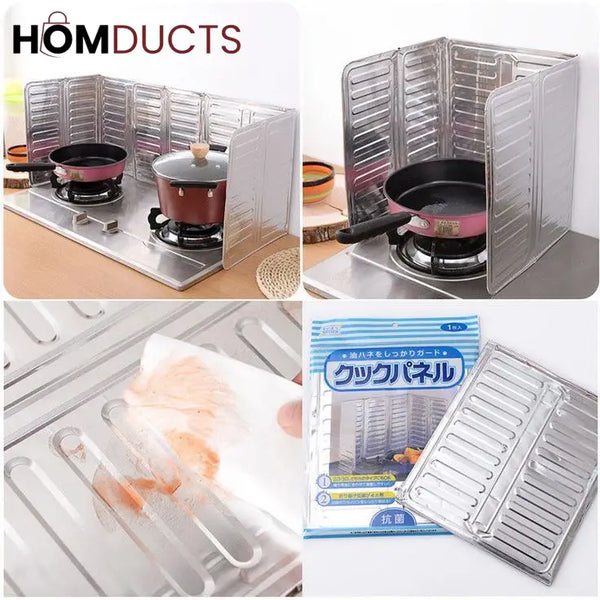Foldable Aluminum Stove Splatter Guard – Oil Splash Shield for Cooking Frying & Kitchen Heat Insulation