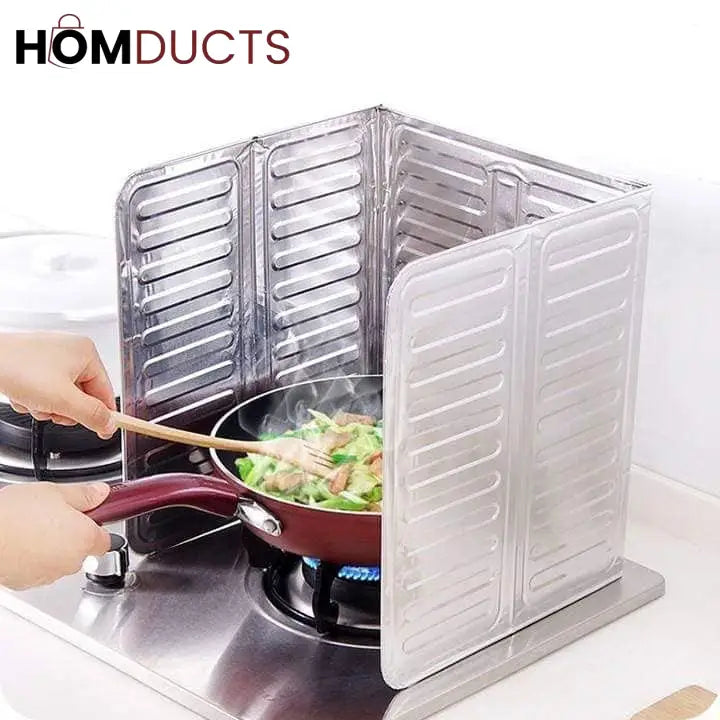 Foldable Aluminum Stove Splatter Guard – Oil Splash Shield for Cooking Frying & Kitchen Heat Insulation