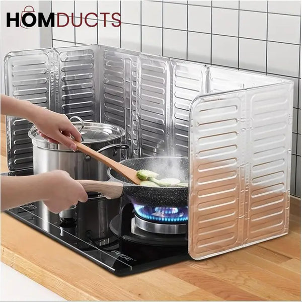 Foldable Aluminum Stove Splatter Guard – Oil Splash Shield for Cooking Frying & Kitchen Heat Insulation