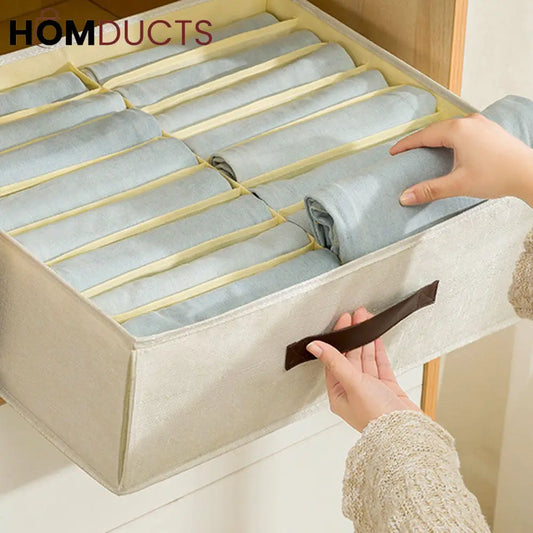 Foldable Closet Drawer Organizer with Handles – 16-Grid Fabric Storage Box for Jeans Pants & Clothes