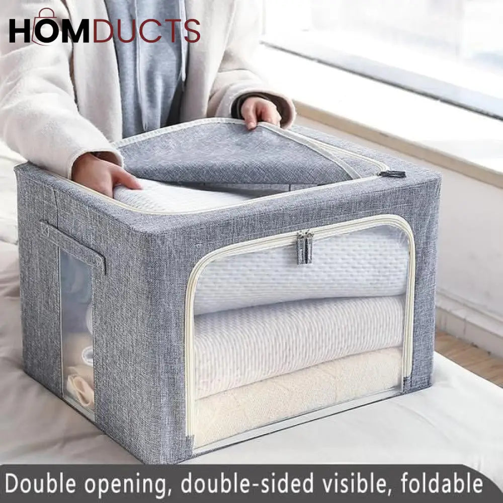 Foldable Clothes Storage Bag With Metal Frame