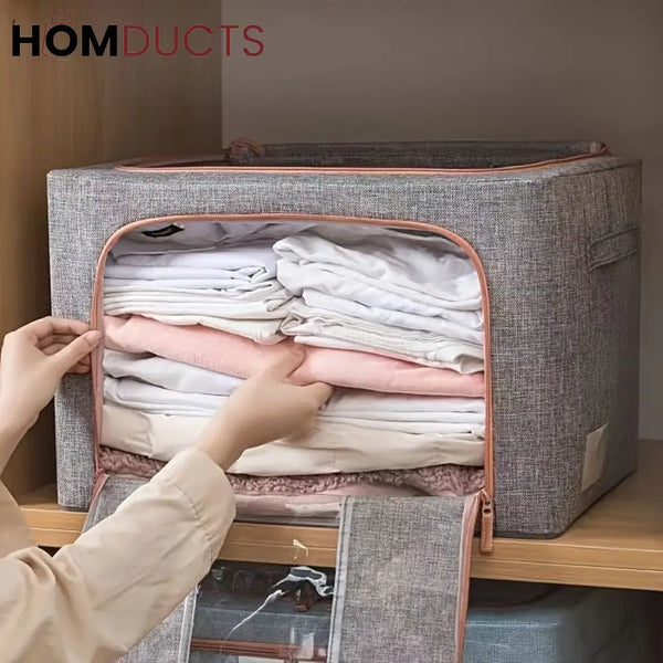 Foldable Clothes Storage Bag With Metal Frame