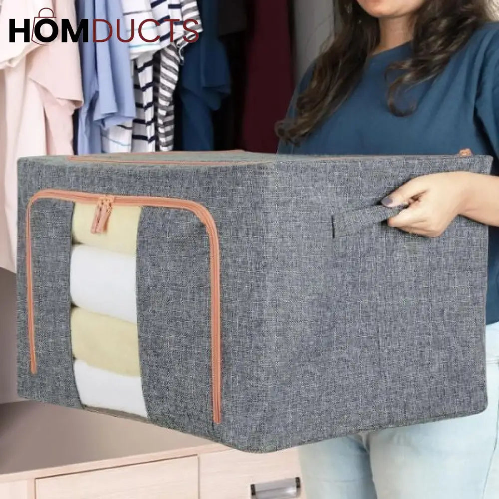 Foldable Clothes Storage Bag With Metal Frame