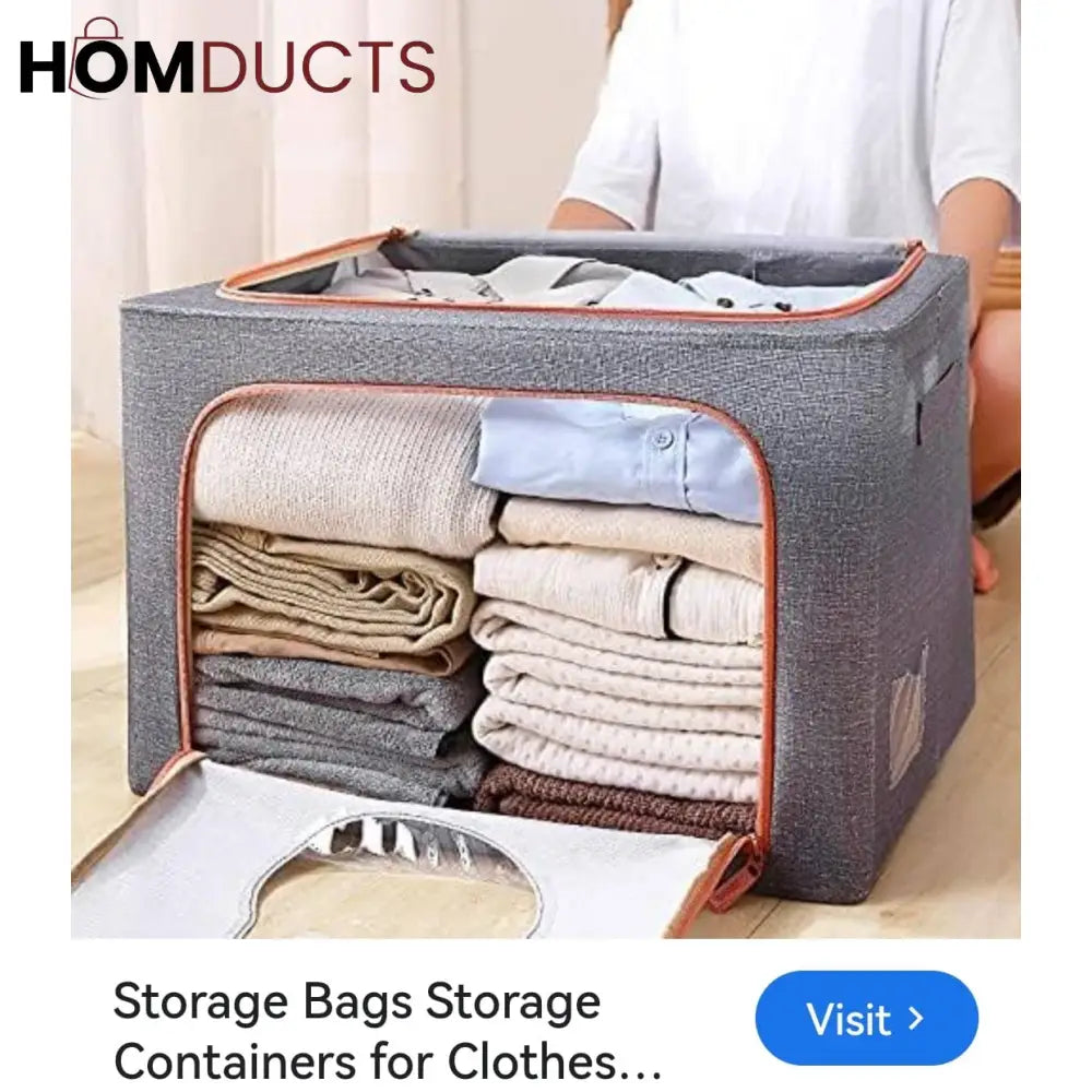 Foldable Clothes Storage Bag With Metal Frame