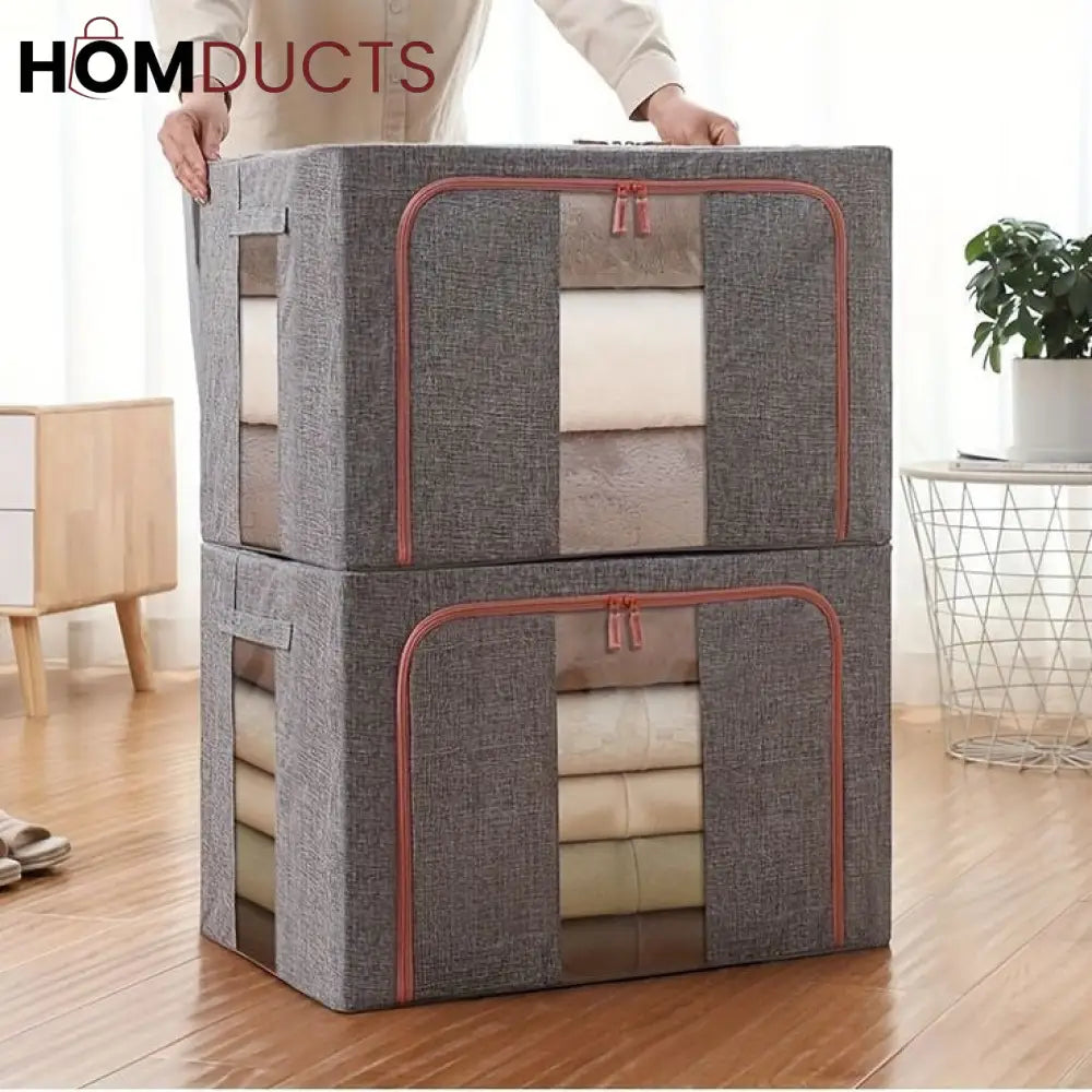 Foldable Clothes Storage Bag With Metal Frame