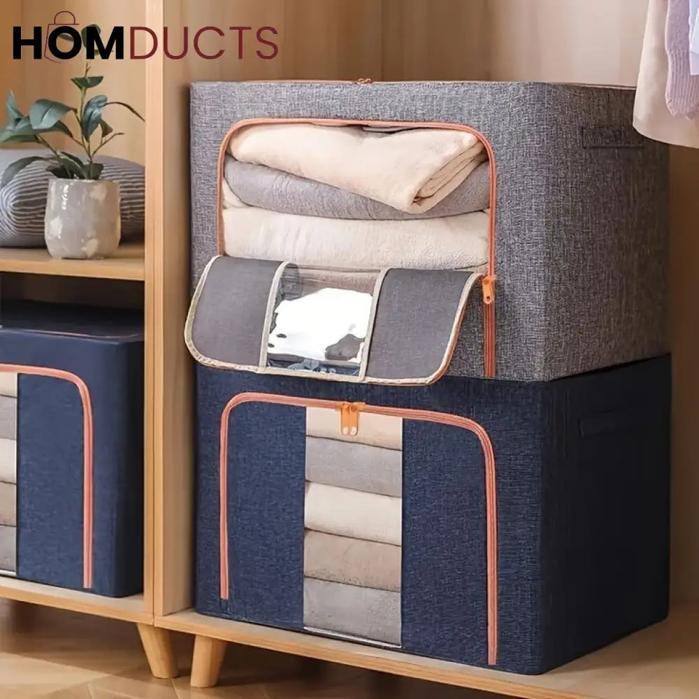 Foldable Clothes Storage Bag With Metal Frame