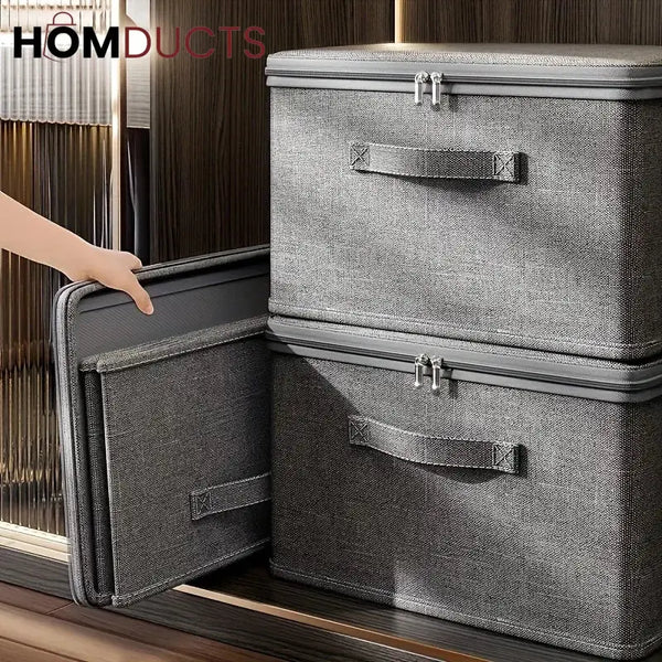 Foldable Fabric Storage Boxes with Zipper and Handles – Stackable Closet Organizer Bins for Clothes Bedding & Household