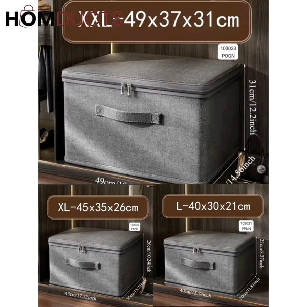 Foldable Fabric Storage Boxes with Zipper and Handles – Stackable Closet Organizer Bins for Clothes Bedding & Household