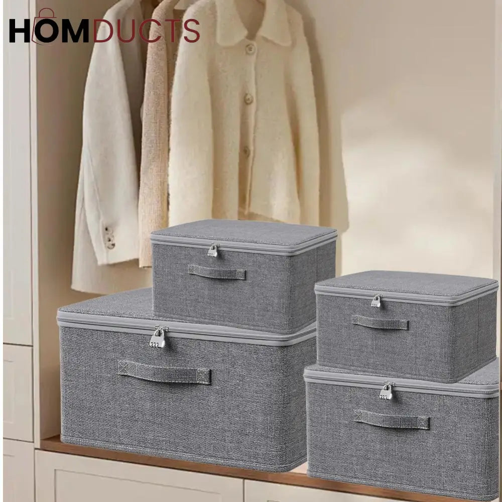 Foldable Fabric Storage Boxes with Zipper and Handles – Stackable Closet Organizer Bins for Clothes Bedding & Household