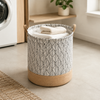 Foldable patterned laundry basket with side handles