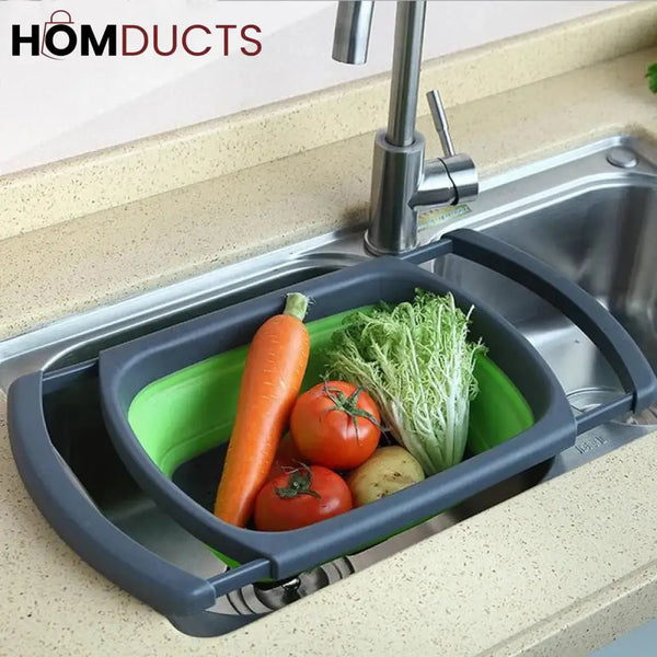 Foldable Square Silicon Basket Over The Sink