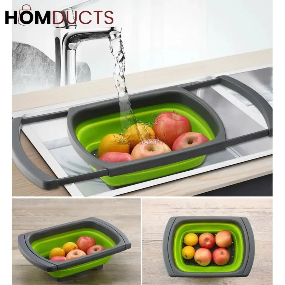 Foldable Square Silicon Basket Over The Sink