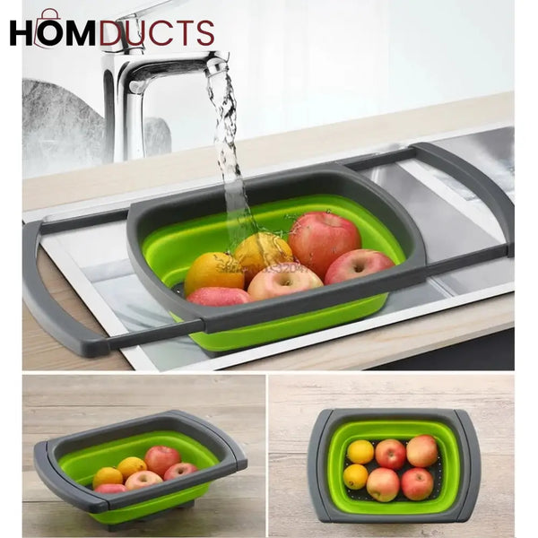 Foldable Square Silicon Basket Over The Sink